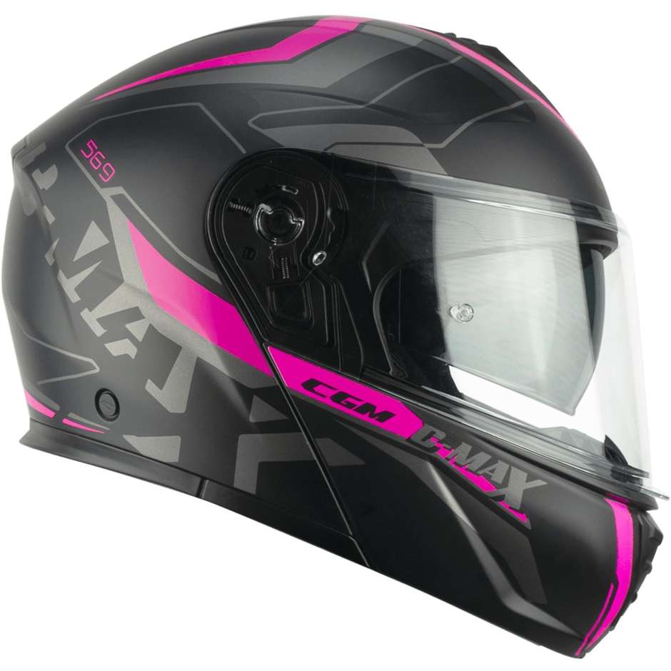 Modular Motorcycle Helmet P / J CGM 569a C-MAX CITY Black Pink Fluo Matt