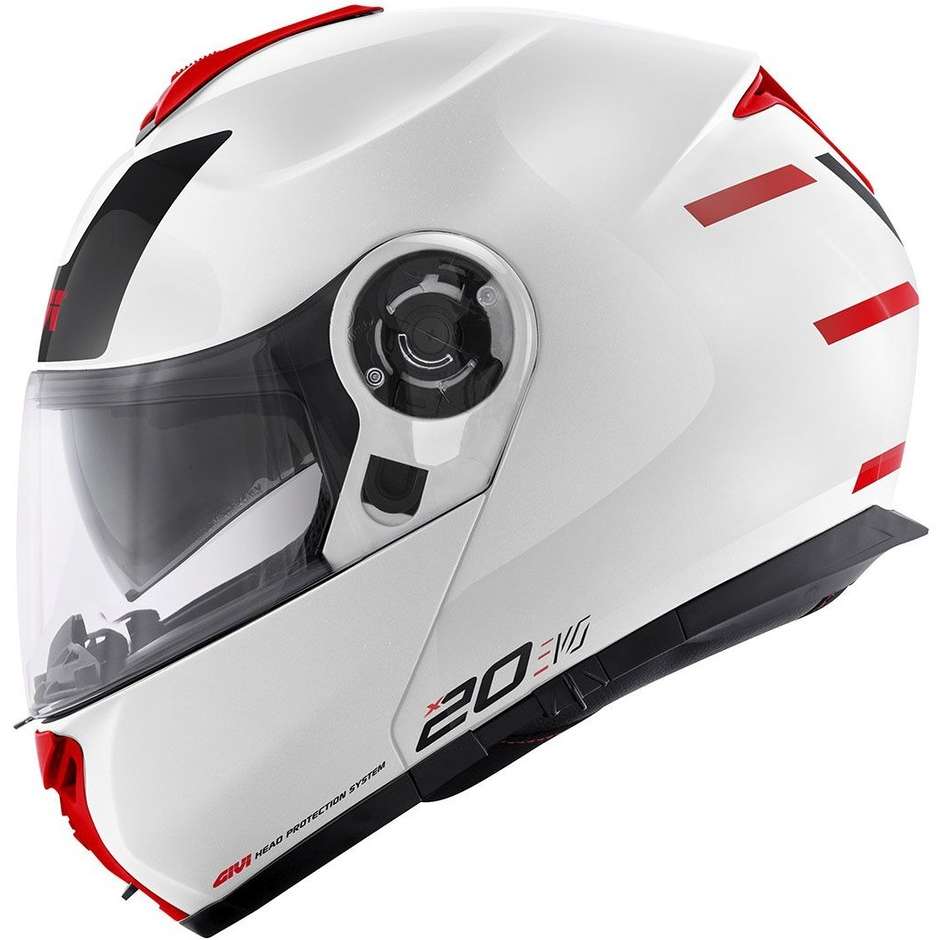 Modular Motorcycle Helmet P / J Givi X.20 EXPEDITION EVO White Red