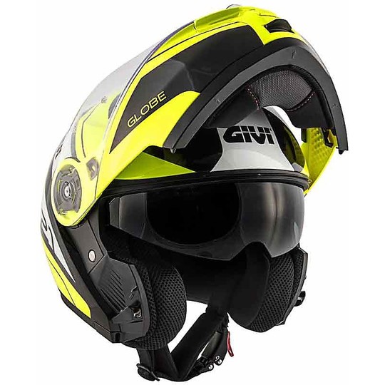 Modular Motorcycle Helmet P / J Givi X.21 CHALLENGER GLOBE Black Matt Yellow