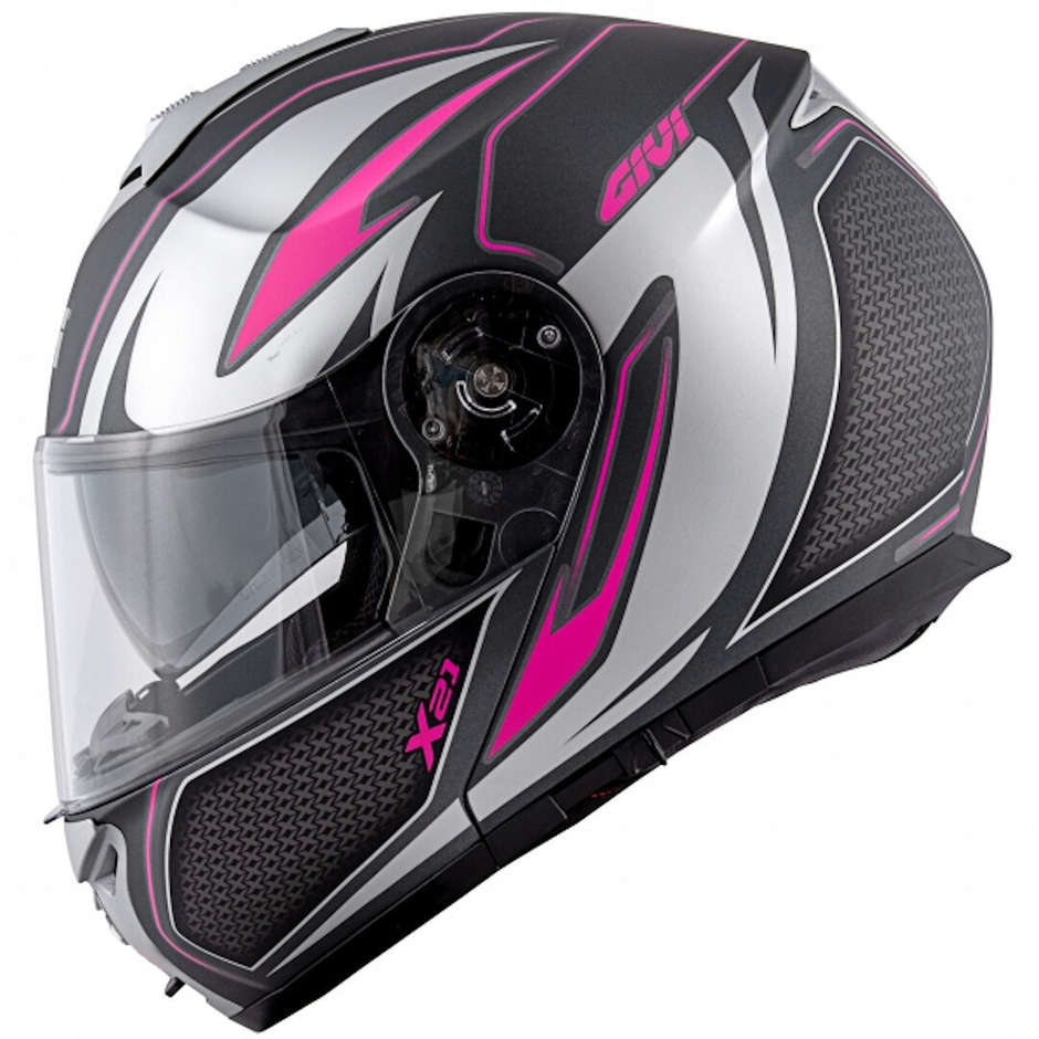Modular Motorcycle Helmet P / J Givi X.21 CHALLENGER Shiver Black Fuchsia Matt
