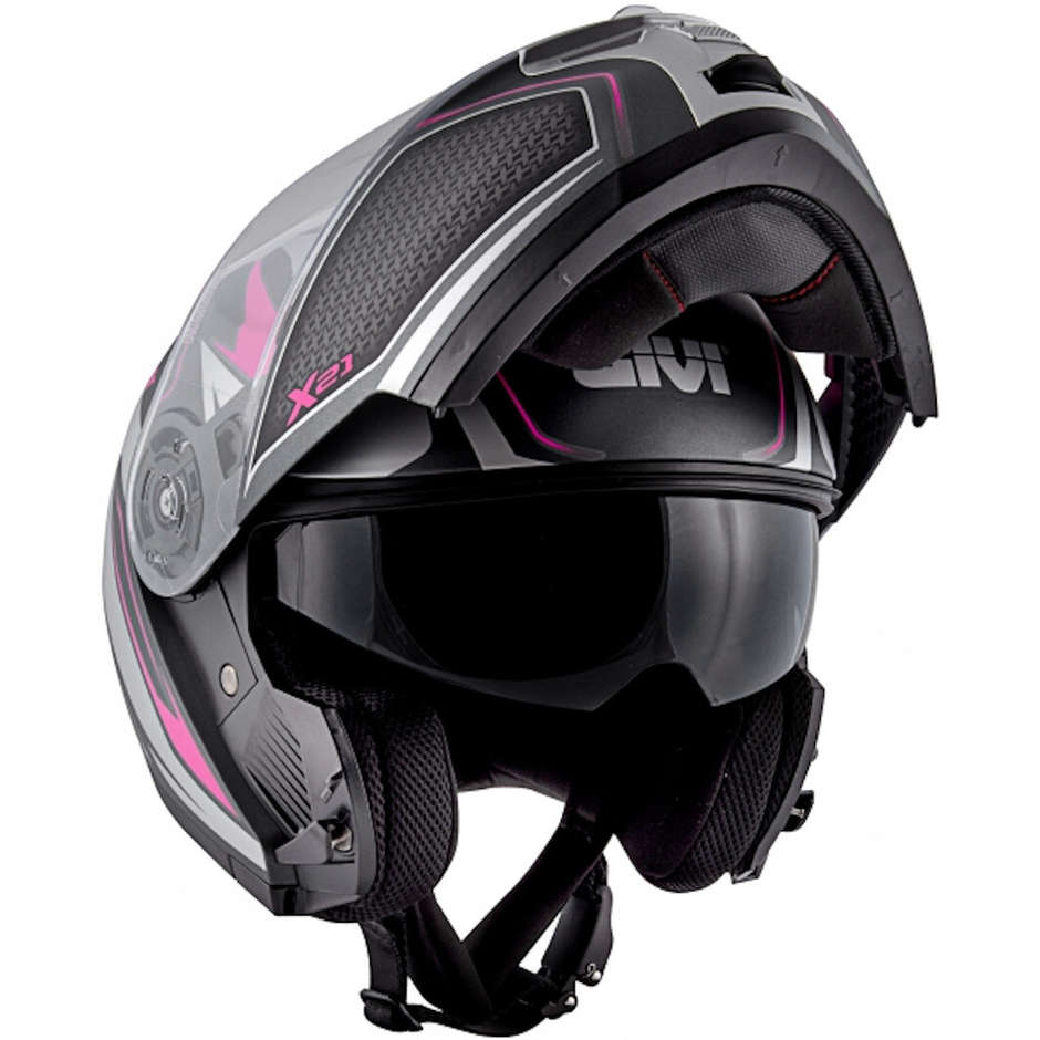 Modular Motorcycle Helmet P / J Givi X.21 CHALLENGER Shiver Black Fuchsia Matt