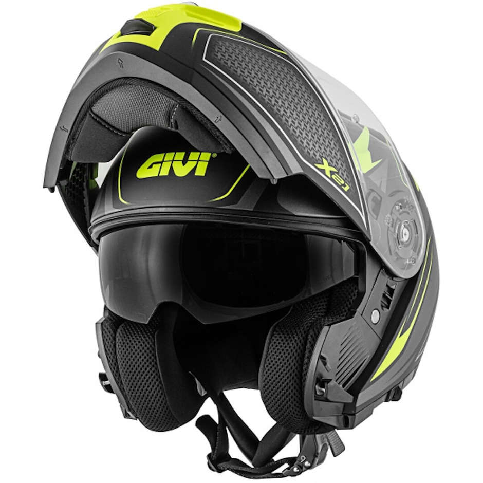 Modular Motorcycle Helmet P / J Givi X.21 CHALLENGER Shiver Titanium Yellow Fluo