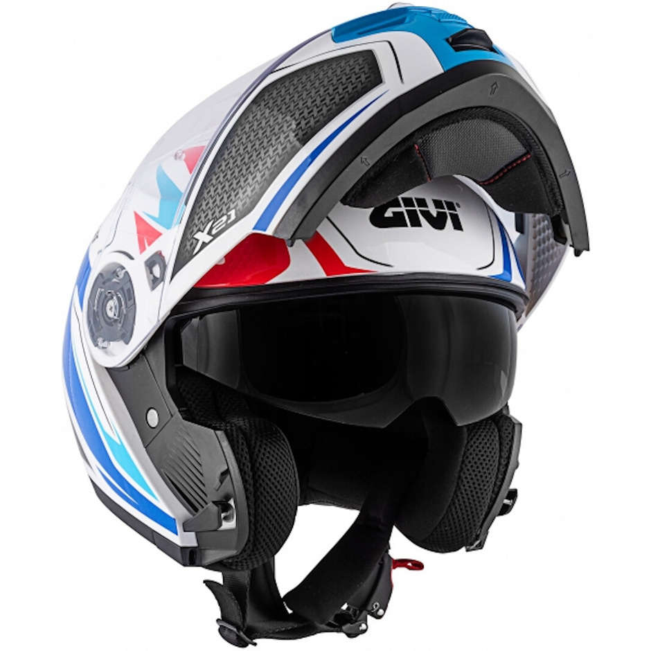 Modular Motorcycle Helmet P / J Givi X.21 CHALLENGER Shiver White Blue Red