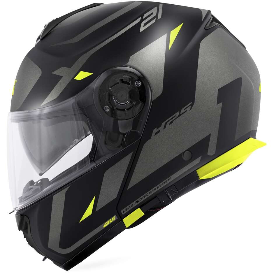 Modular Motorcycle Helmet P/J Givi X.21 EVO NUMBER Black Titanium Yellow