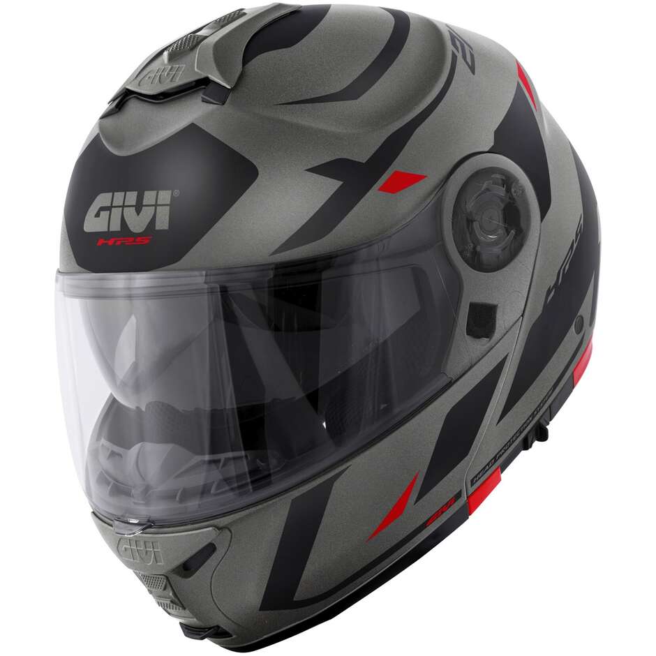 Modular Motorcycle Helmet P/J Givi X.21 EVO NUMBER Titanium Black Red