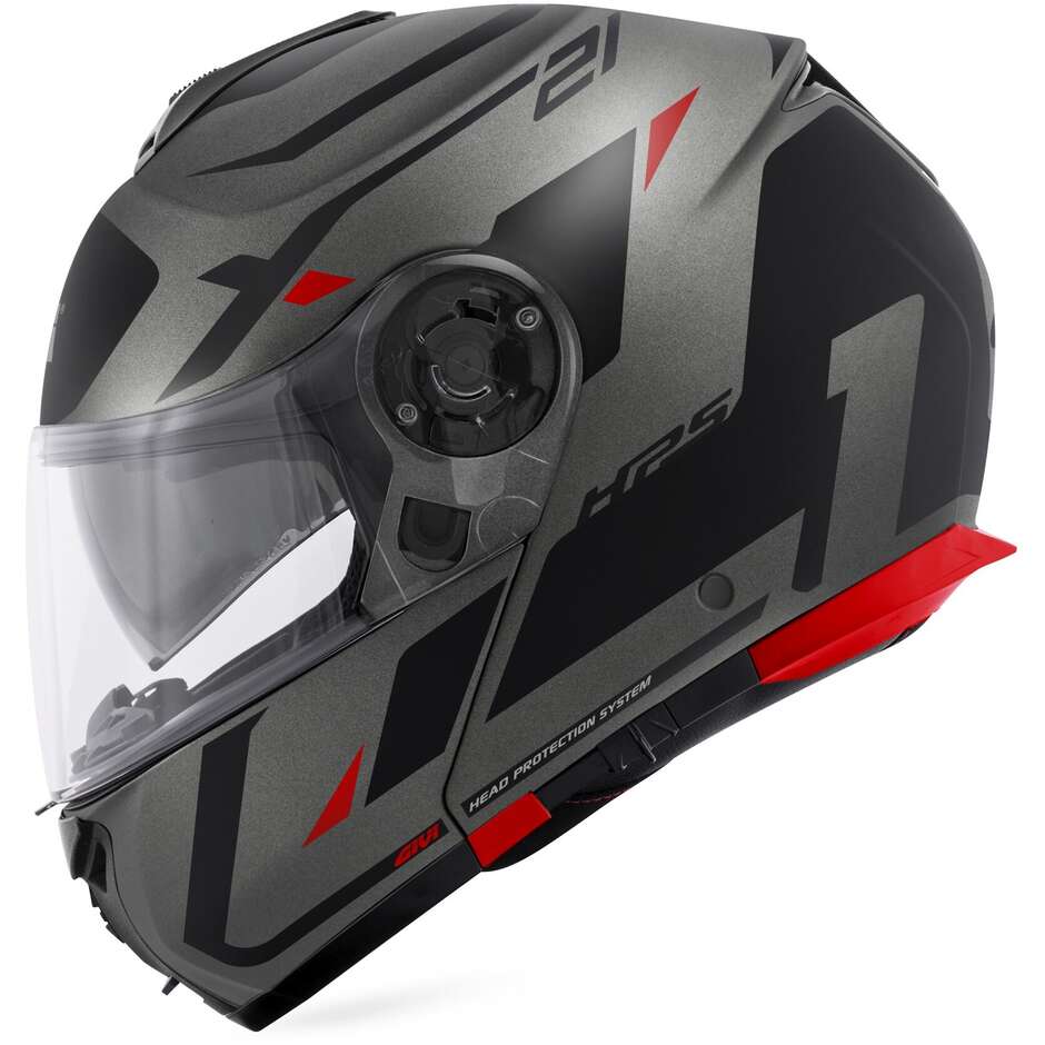 Modular Motorcycle Helmet P/J Givi X.21 EVO NUMBER Titanium Black Red