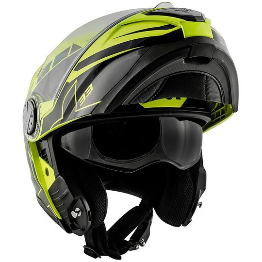 Modular Motorcycle Helmet P / J Givi X.23 SYDNEY ECLIPSE Black Yellow Fluo