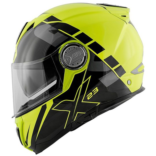 Modular Motorcycle Helmet P / J Givi X.23 SYDNEY ECLIPSE Black Yellow Fluo