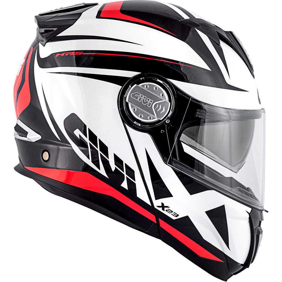 Modular Motorcycle Helmet P / J Givi X.23 SYDNEY Pointed White Red Black Glossy