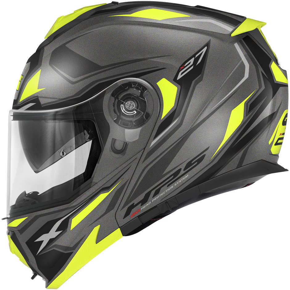 Modular Motorcycle Helmet P / J Givi X.27 SECTOR Matt Black Titanium Yellow Fluo