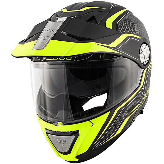 Modular Motorcycle Helmet P / J Givi X.33 CANYON Layers Black Yellow Fluo