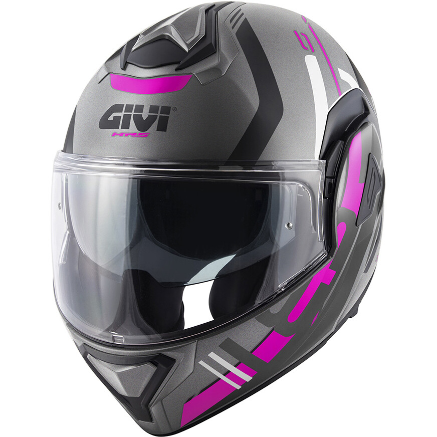 Modular Motorcycle Helmet P/J Givi X30 PULSAR Matt Titanium Black Fuchsia