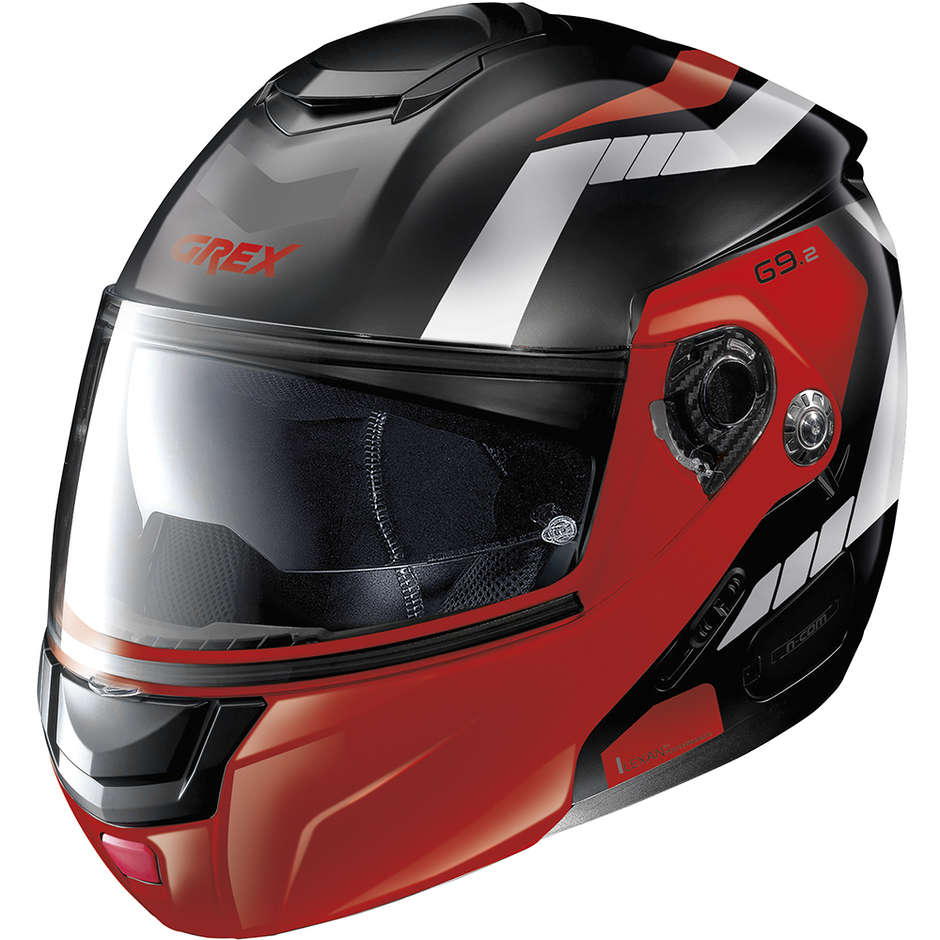 Modular Motorcycle Helmet P / J Grex G9.2 N-Com STEADFAST N-Com 017 Black Red metal