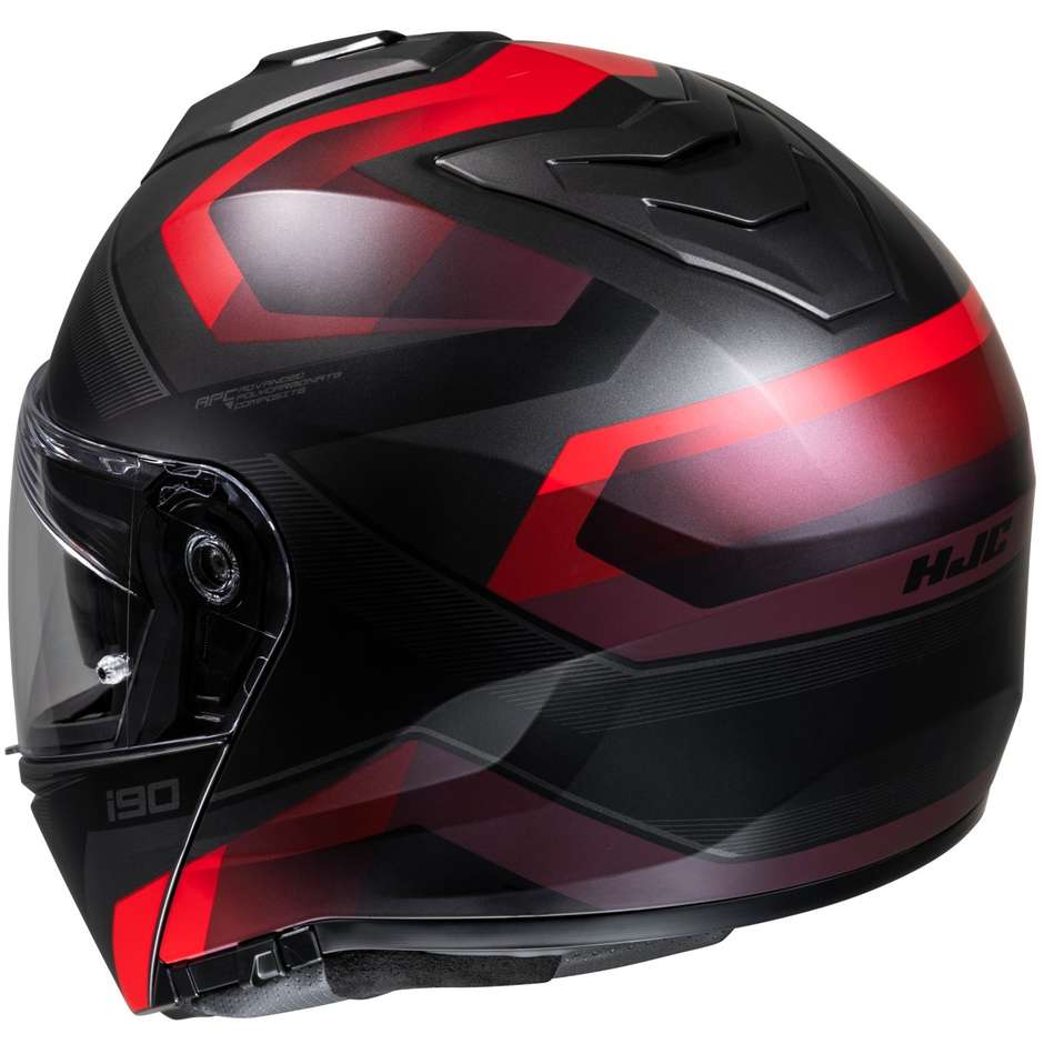 Modular Motorcycle Helmet P / J Hjc i90 LARK MC1SF Matt Black Red
