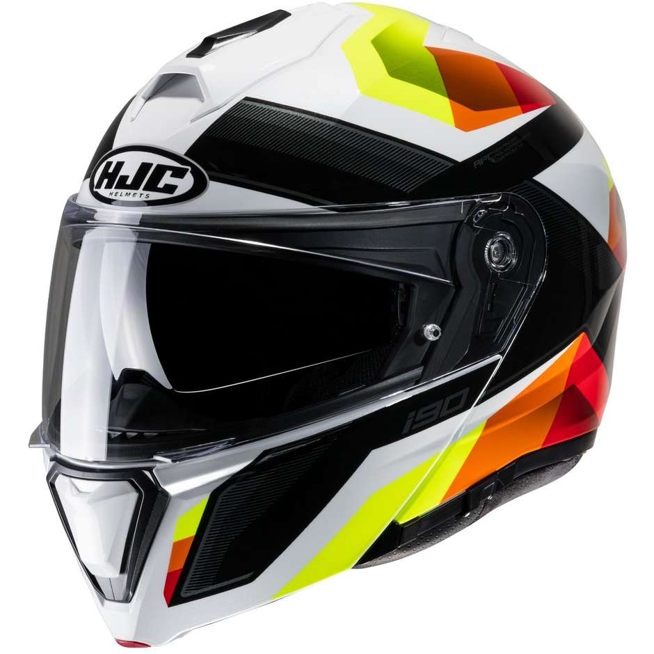 Modular Motorcycle Helmet P / J Hjc i90 LARK MC3H White Red Yellow Fluo