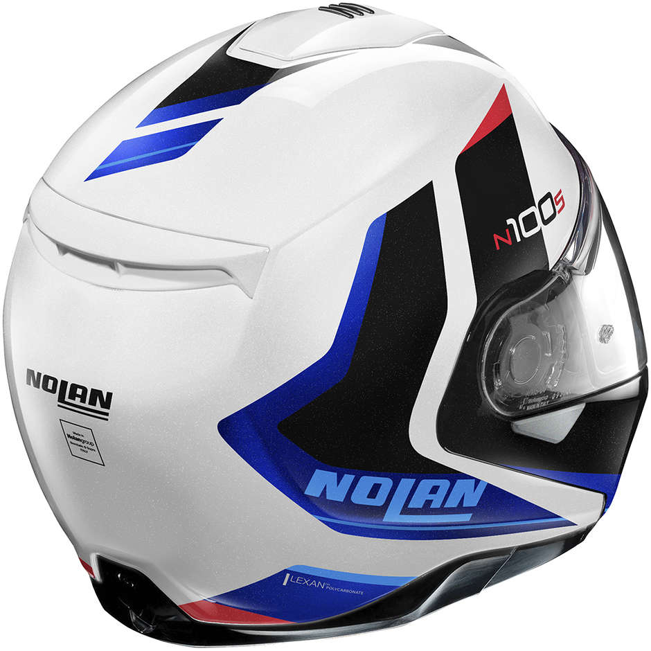 Modular Motorcycle Helmet P / J Homologation Nolan N100.5 HILLTOP N-Com 049 White Metal Blue
