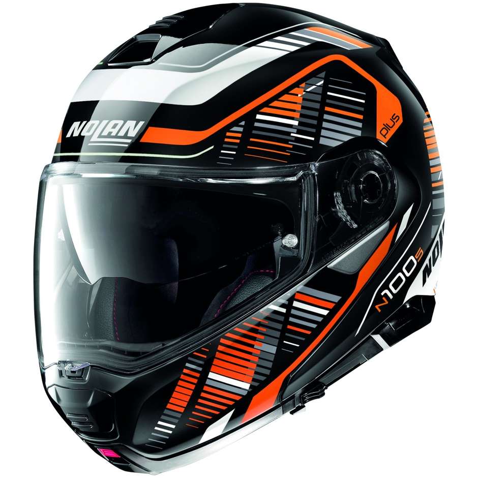 Modular Motorcycle Helmet P / J Homologation Nolan N100.5 Plus STARBOARD N-Com 047 Glossy Orange