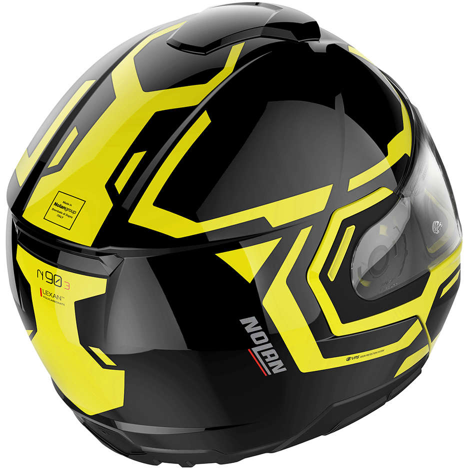 Modular Motorcycle Helmet P / J Homologation Nolan N90.3 DRILLER N-Com 026 Glossy Black Yellow