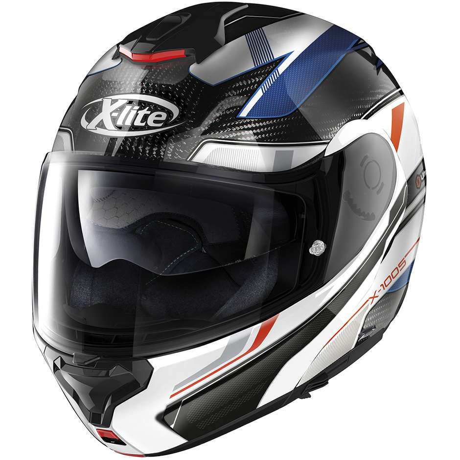 Modular Motorcycle Helmet P / J in Carbon X-Lite X-1005 UC POWERTRA 041 White Blue Red