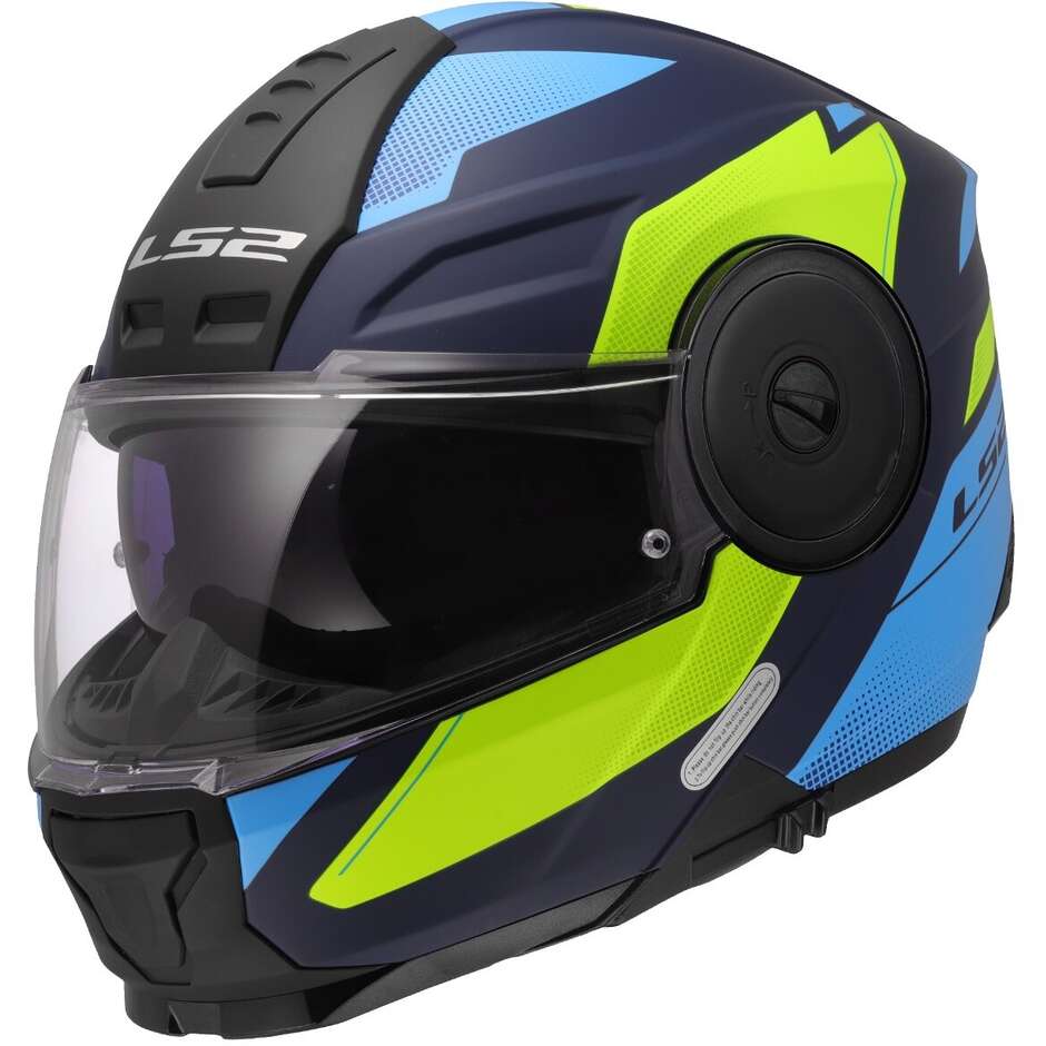 Modular Motorcycle Helmet P/J LS2 FF902 SCOPE II DURIA Blue Yellow Fluo