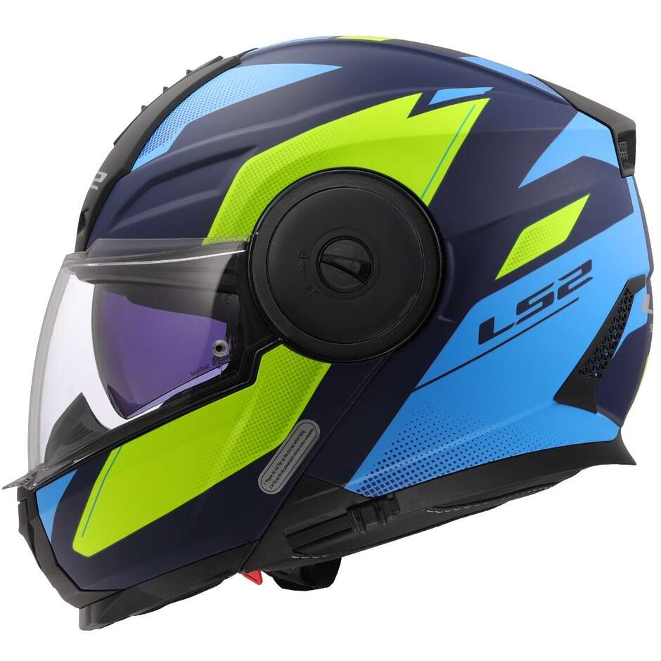 Modular Motorcycle Helmet P/J LS2 FF902 SCOPE II DURIA Blue Yellow Fluo