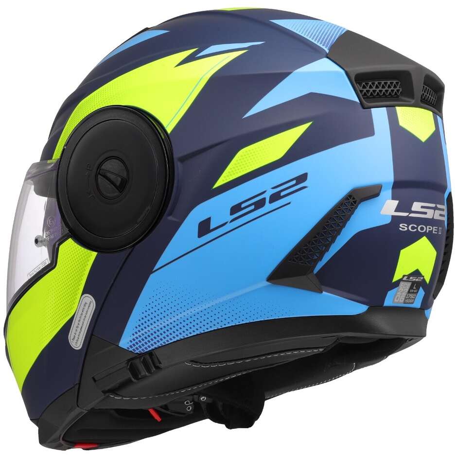 Modular Motorcycle Helmet P/J LS2 FF902 SCOPE II DURIA Blue Yellow Fluo