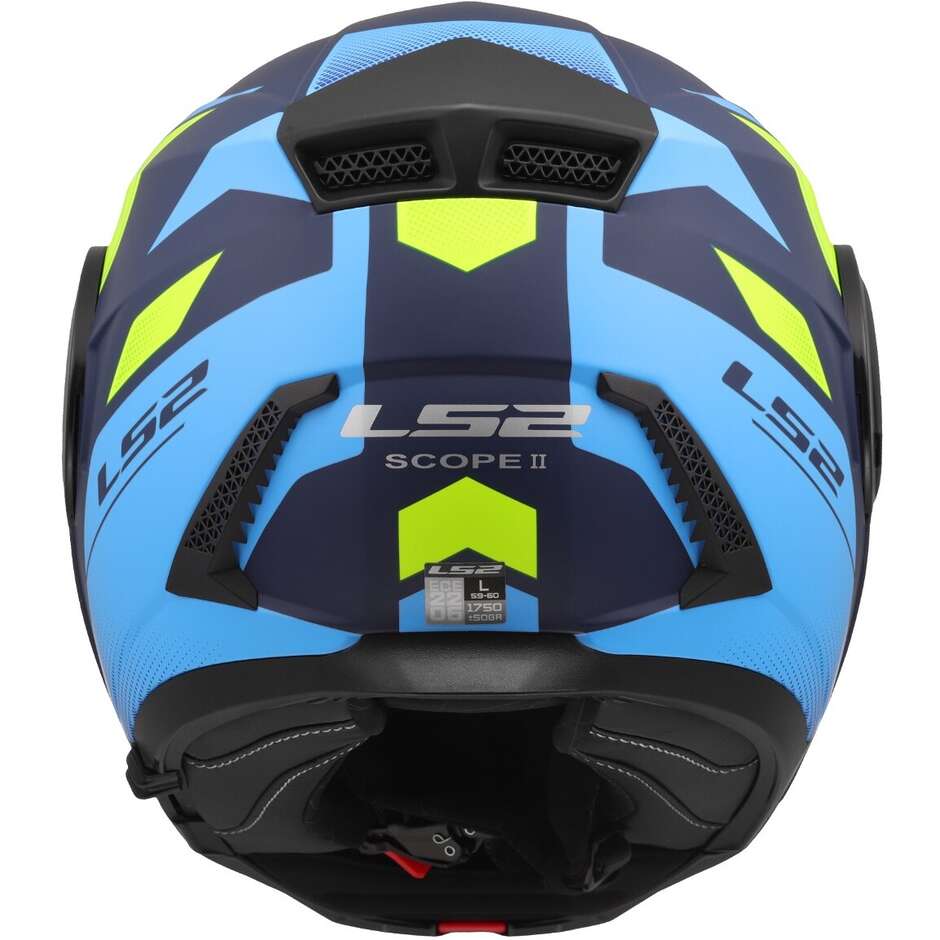 Modular Motorcycle Helmet P/J LS2 FF902 SCOPE II DURIA Blue Yellow Fluo