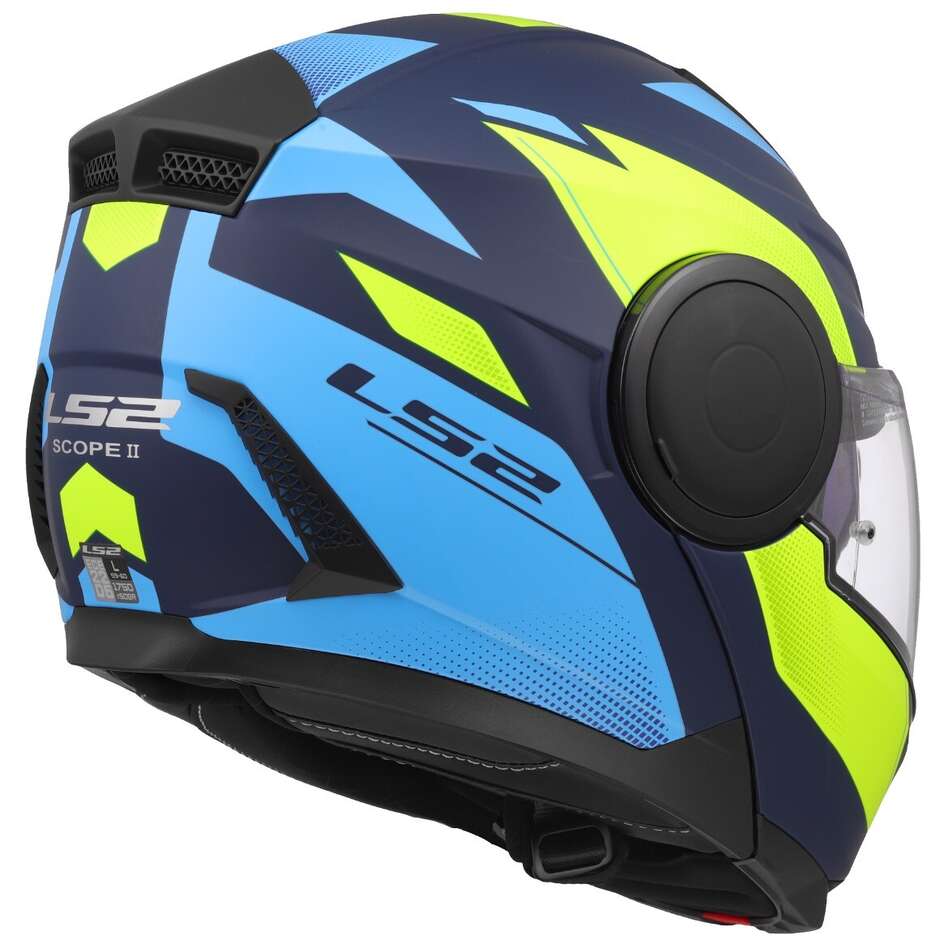 Modular Motorcycle Helmet P/J LS2 FF902 SCOPE II DURIA Blue Yellow Fluo