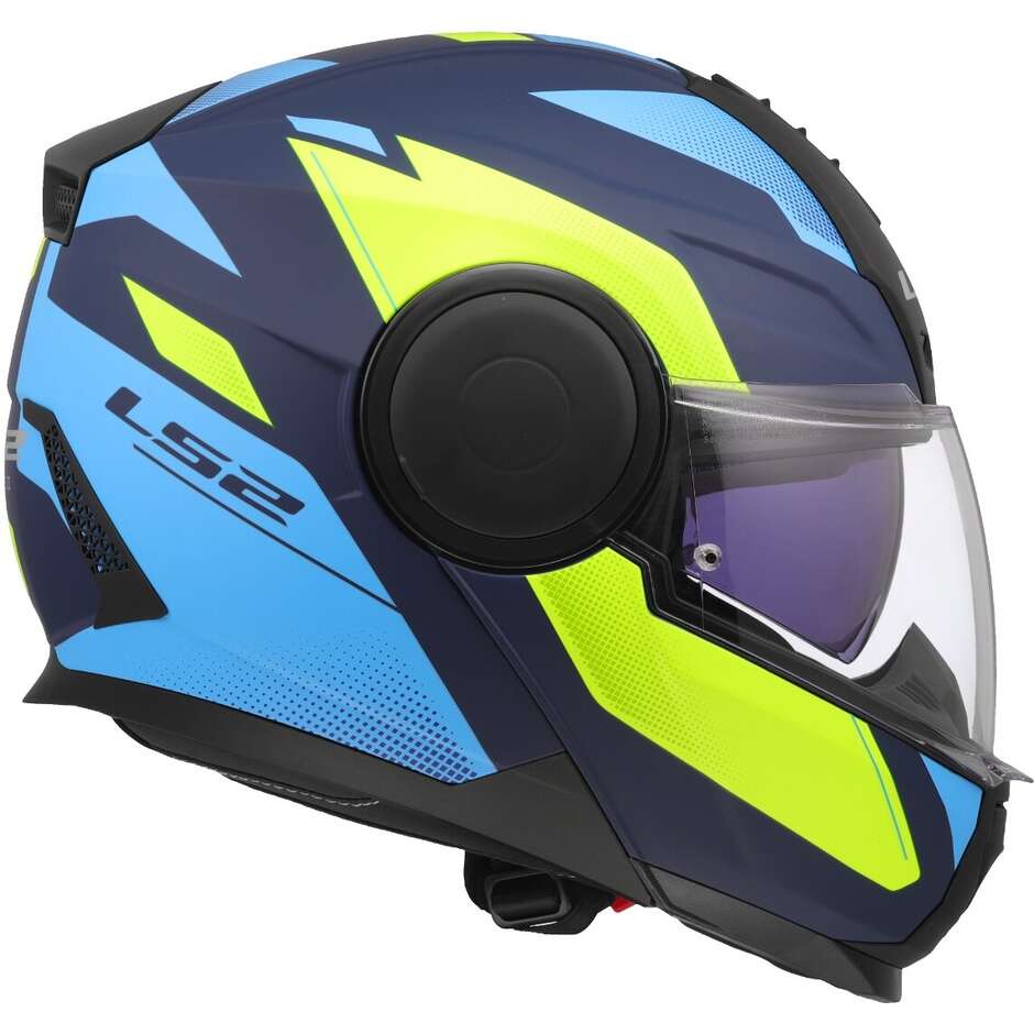 Modular Motorcycle Helmet P/J LS2 FF902 SCOPE II DURIA Blue Yellow Fluo
