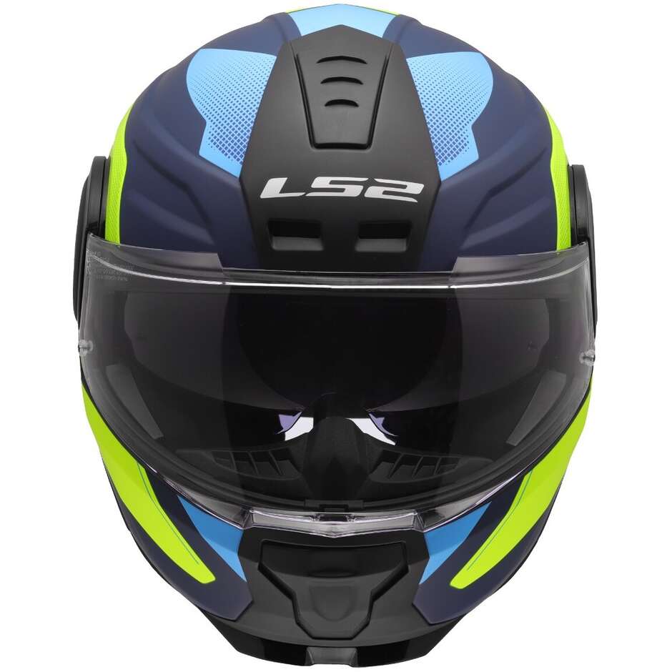 Modular Motorcycle Helmet P/J LS2 FF902 SCOPE II DURIA Blue Yellow Fluo