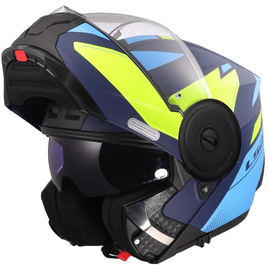 Modular Motorcycle Helmet P/J LS2 FF902 SCOPE II DURIA Blue Yellow Fluo