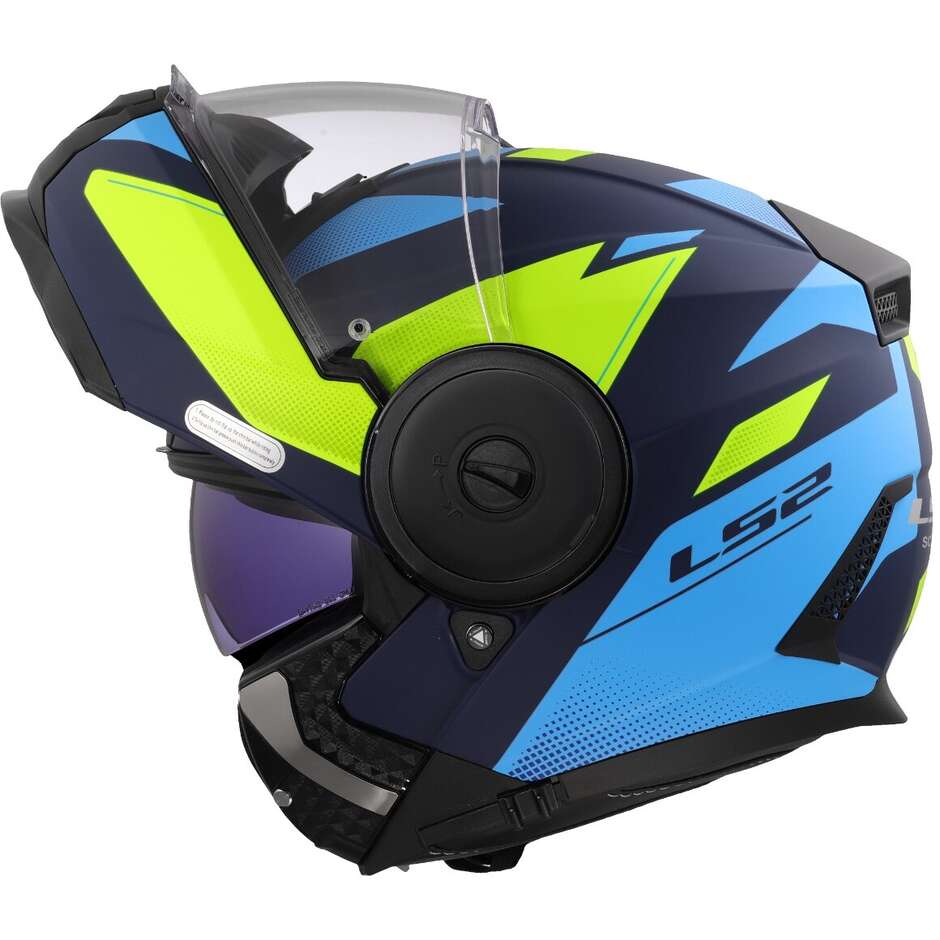 Modular Motorcycle Helmet P/J LS2 FF902 SCOPE II DURIA Blue Yellow Fluo