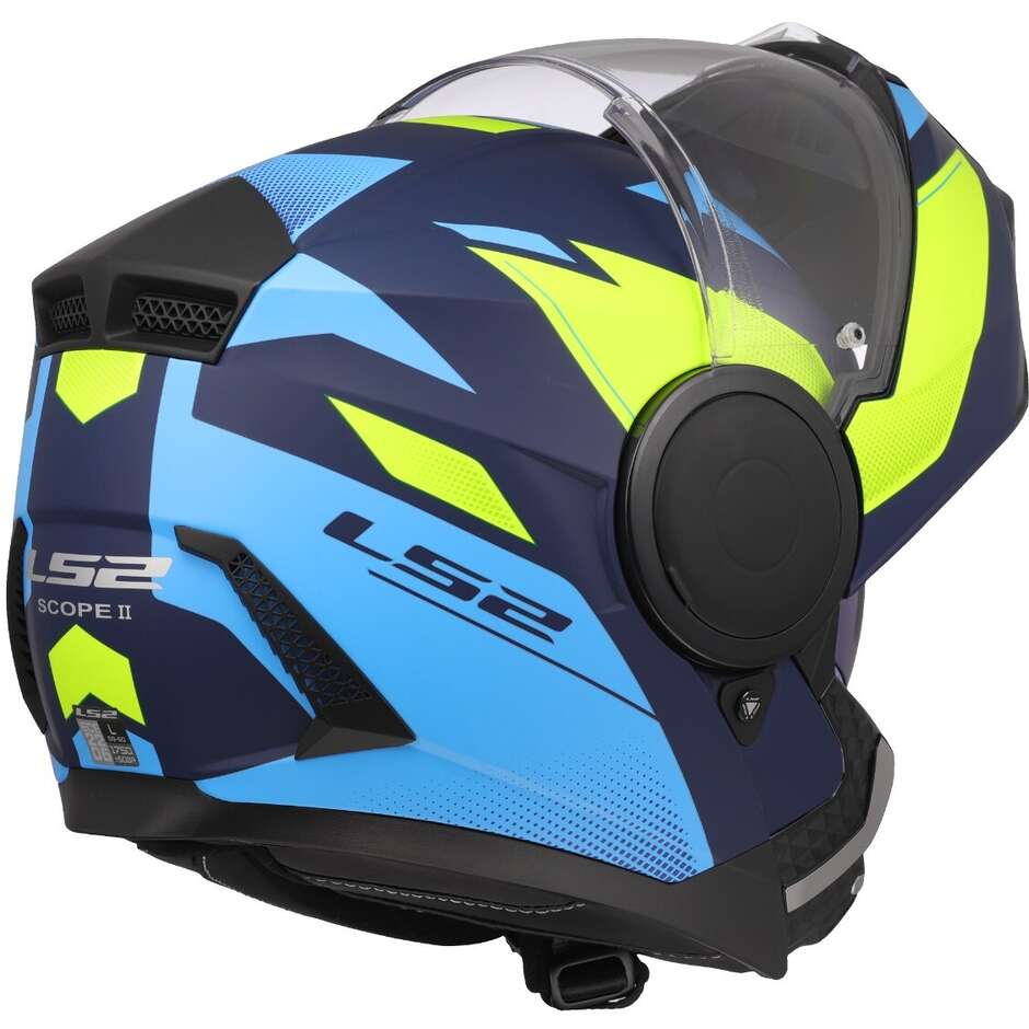Modular Motorcycle Helmet P/J LS2 FF902 SCOPE II DURIA Blue Yellow Fluo