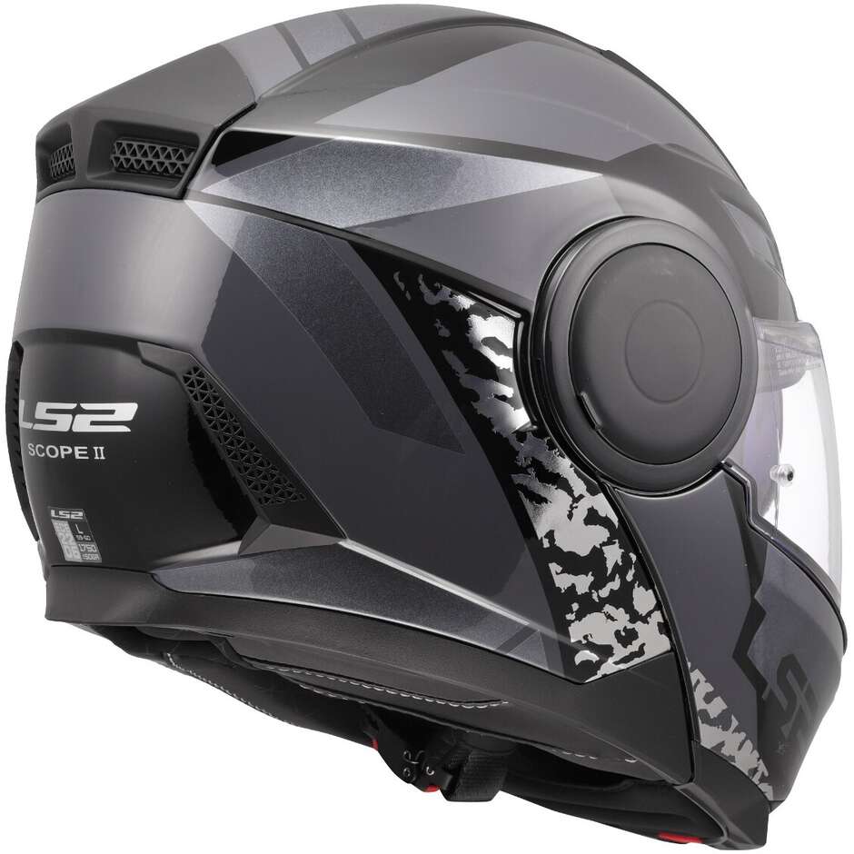 Modularer Motorradhelm P/J LS2 FF902 SCOPE II OXYD Schwarz Titan