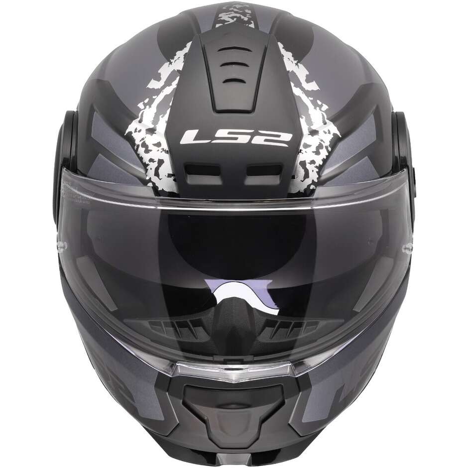 Modularer Motorradhelm P/J LS2 FF902 SCOPE II OXYD Schwarz Titan