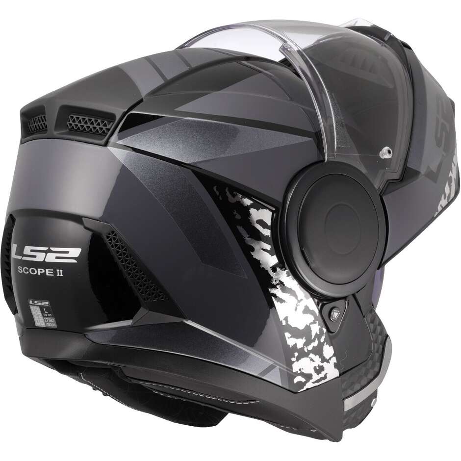 Modularer Motorradhelm P/J LS2 FF902 SCOPE II OXYD Schwarz Titan
