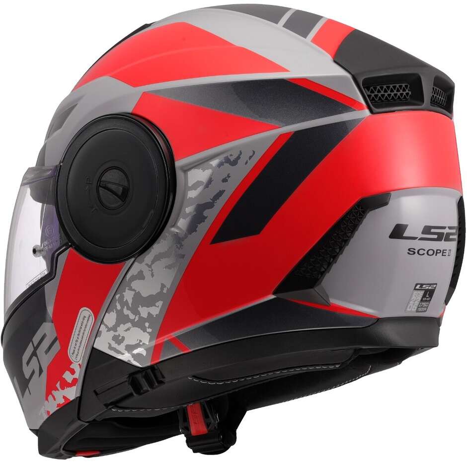 Modular Motorcycle Helmet P/J LS2 FF902 SCOPE II OXYD Grey Red