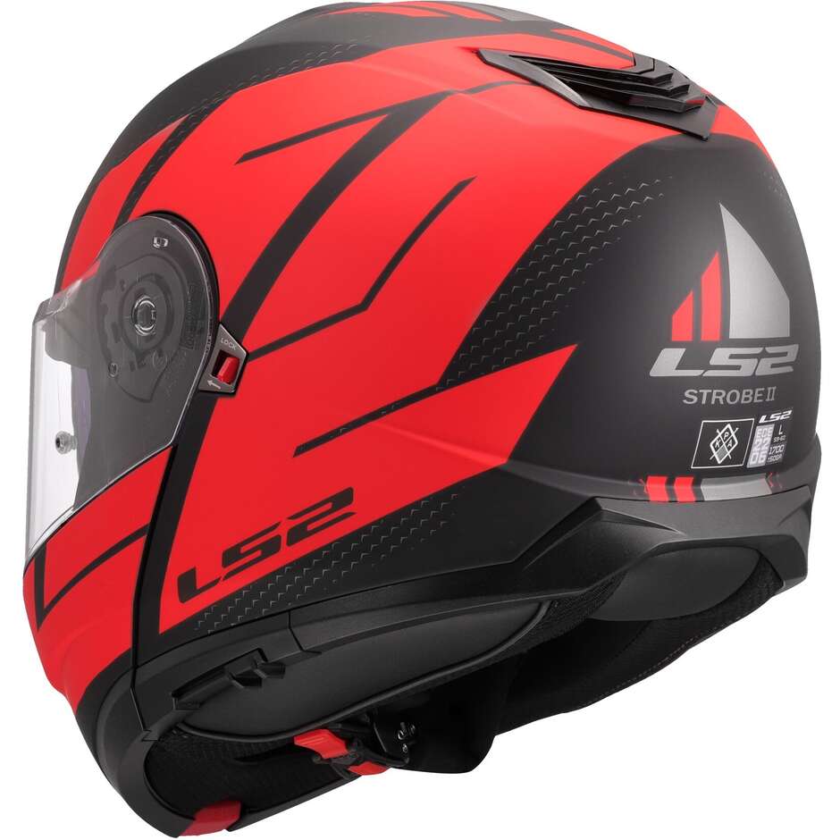 Modular Motorcycle Helmet P/J LS2 FF908 STROBE II CODE Black Red