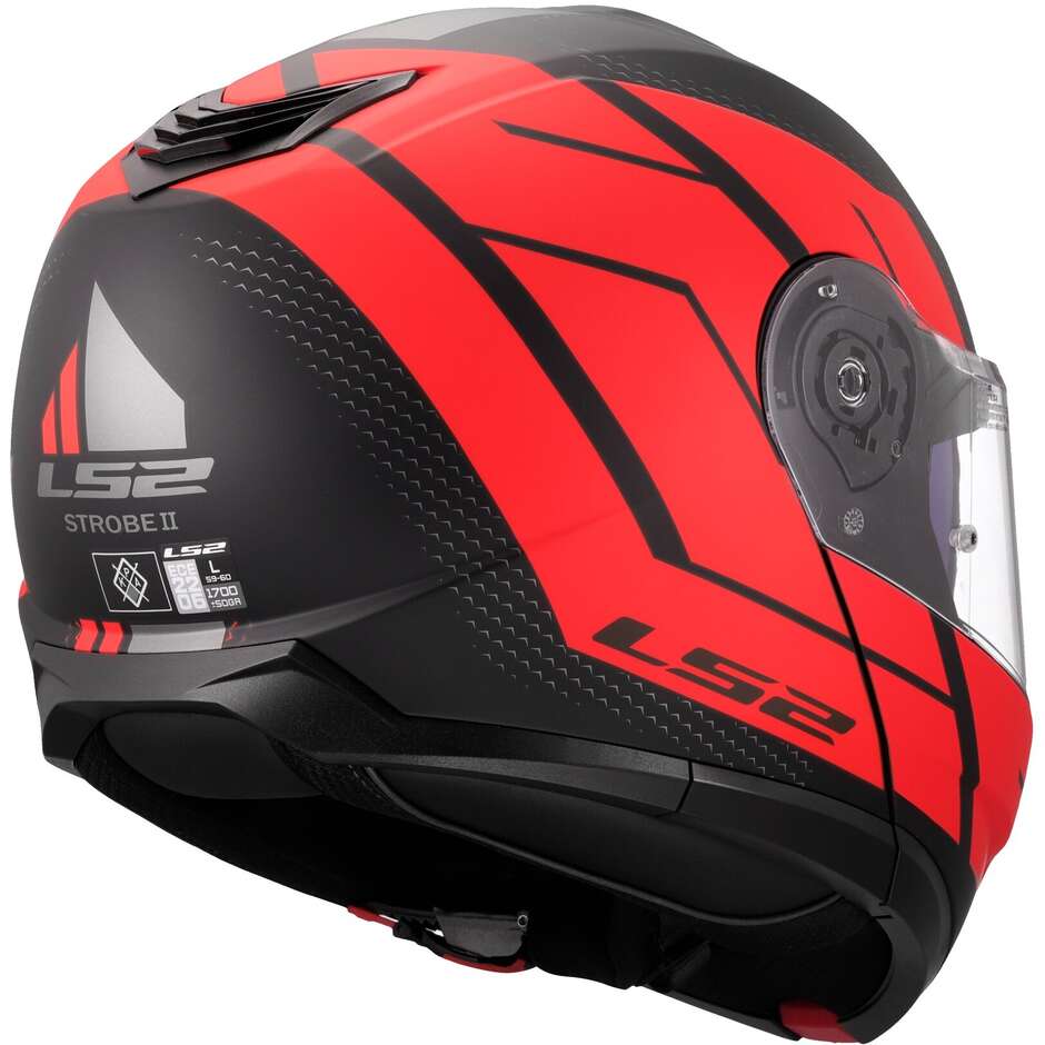 Modular Motorcycle Helmet P/J LS2 FF908 STROBE II CODE Black Red