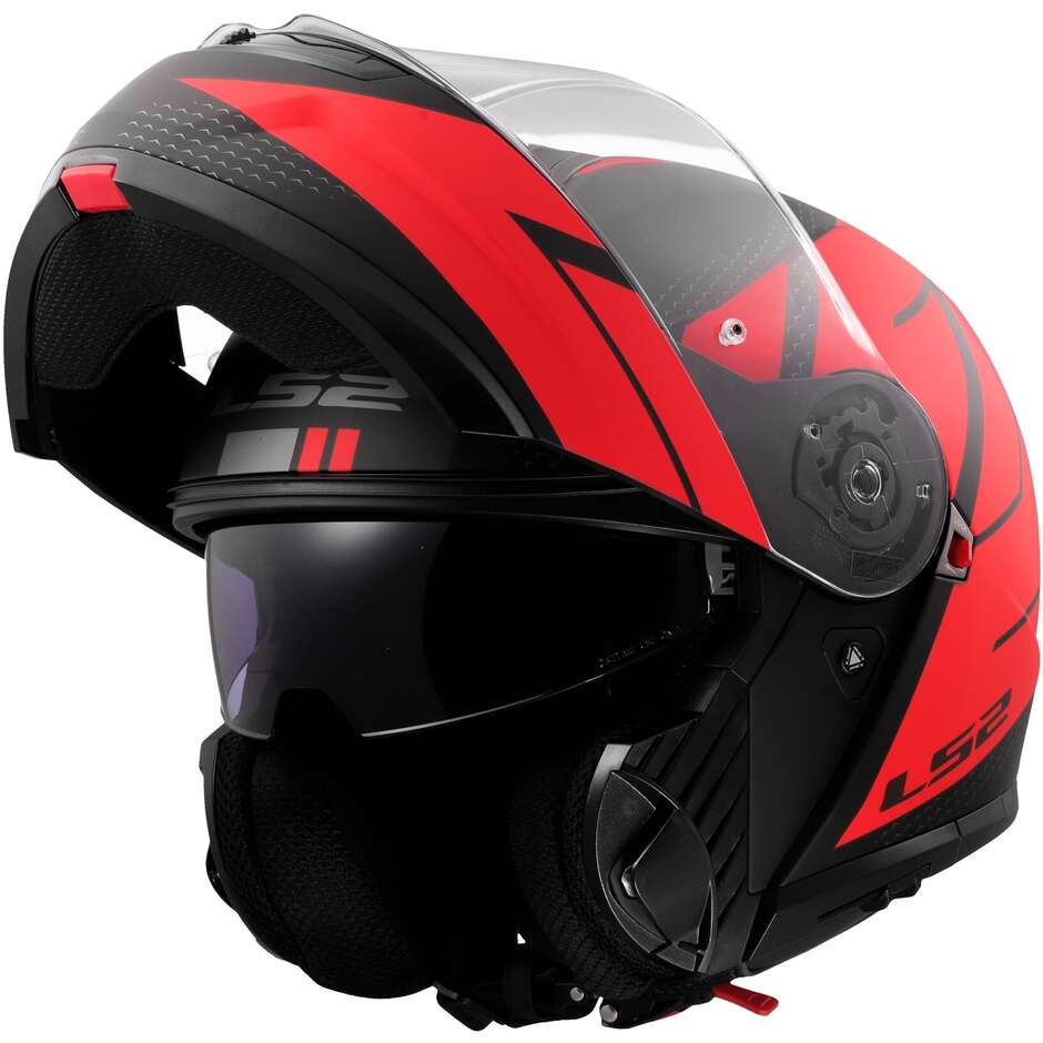 Modular Motorcycle Helmet P/J LS2 FF908 STROBE II CODE Black Red
