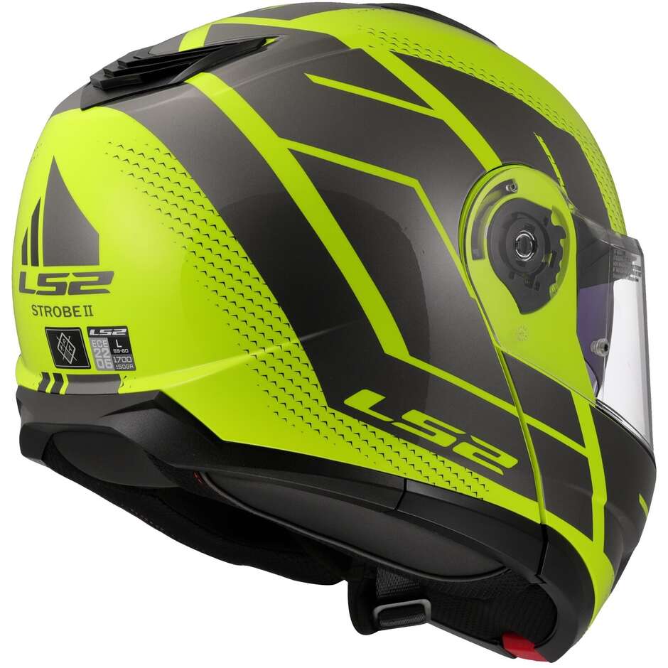 Modular Motorcycle Helmet P/J LS2 FF908 STROBE II CODE Yellow Fluo Grey