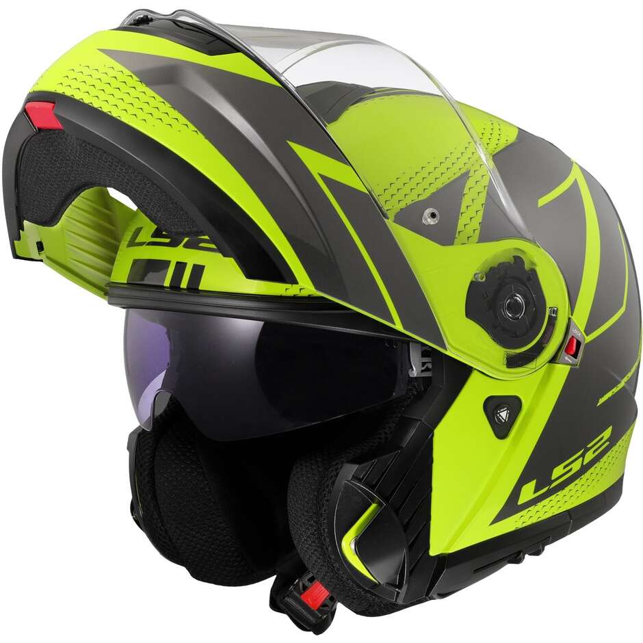 Modular Motorcycle Helmet P/J LS2 FF908 STROBE II CODE Yellow Fluo Grey