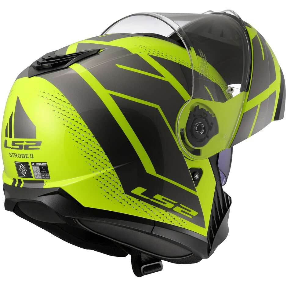 Modular Motorcycle Helmet P/J LS2 FF908 STROBE II CODE Yellow Fluo Grey