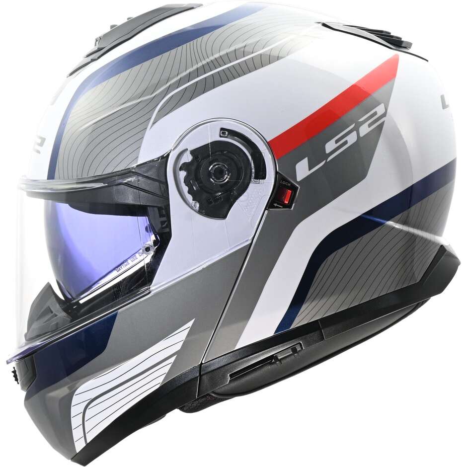 Modular Motorcycle Helmet P/J LS2 FF908 STROBE II MONZA White Blue Red