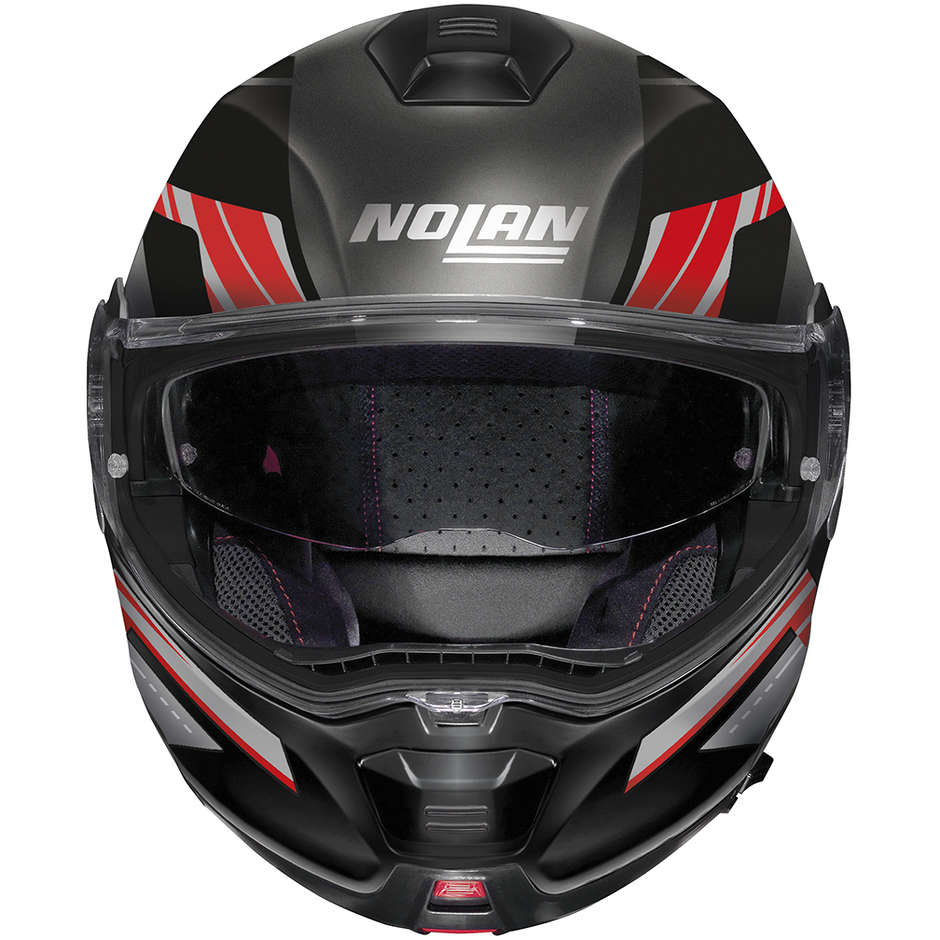 Modular Motorcycle Helmet P / J Nolan N100-5 PLUS ILLUVIUM N-Com 060 Lava Gray Matt Red