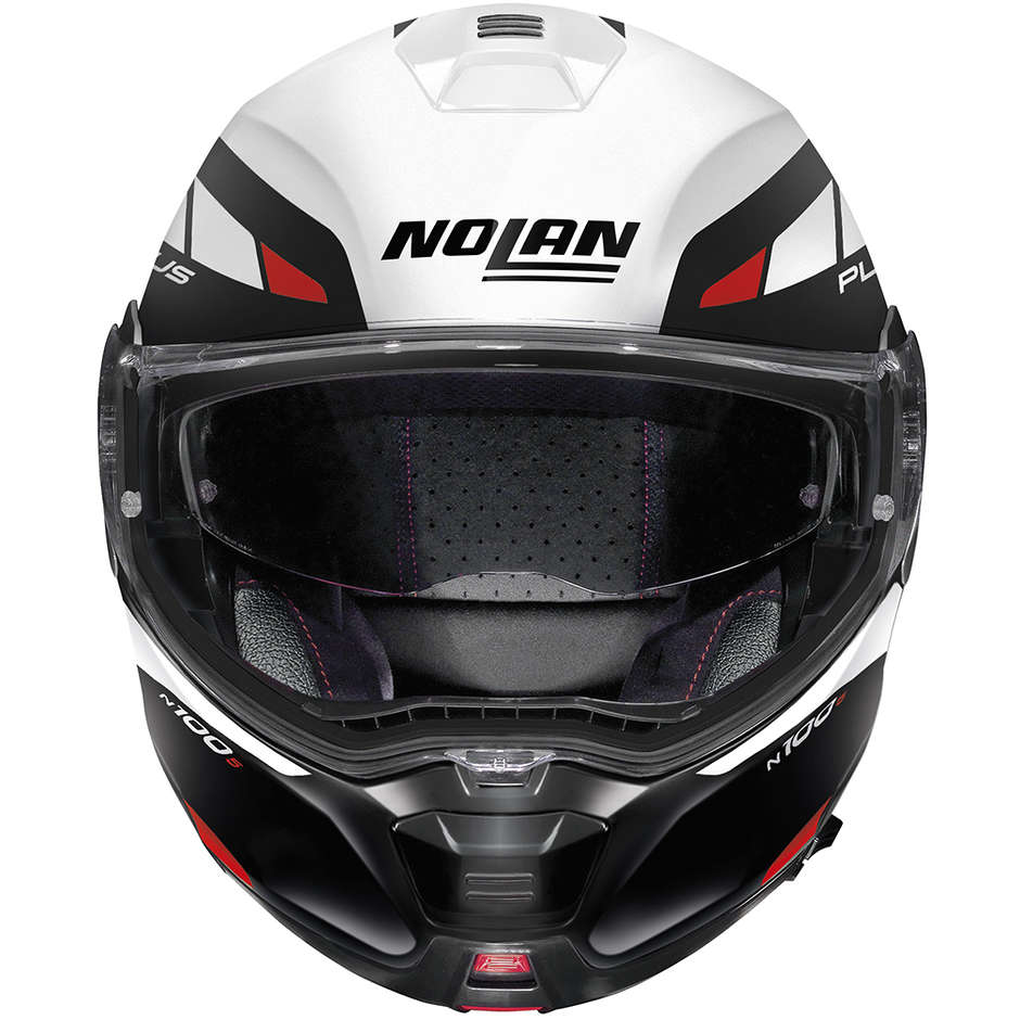 Modular Motorcycle Helmet P / J Nolan N100-5 PLUS MILESTONE N-Com 053 White Metal
