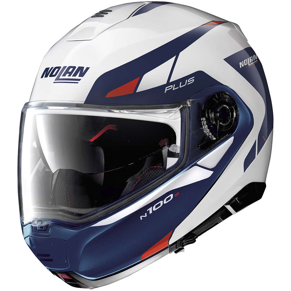 Modular Motorcycle Helmet P / J Nolan N100-5 PLUS MILESTONE N-Com 057 White Blue