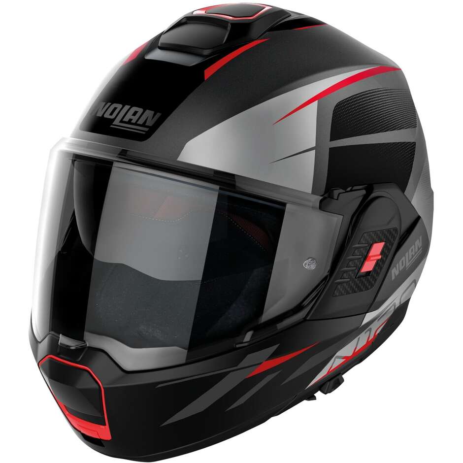 Modular Motorcycle Helmet P/J Nolan N120-1 NIGHTLIFE N-COM 025 Red Siler Black