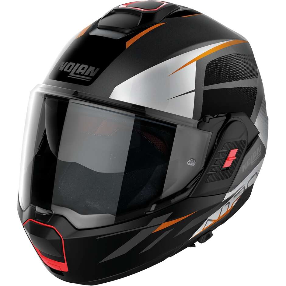 Modular Motorcycle Helmet P/J Nolan N120-1 NIGHTLIFE N-COM 026 Orange Silver Black