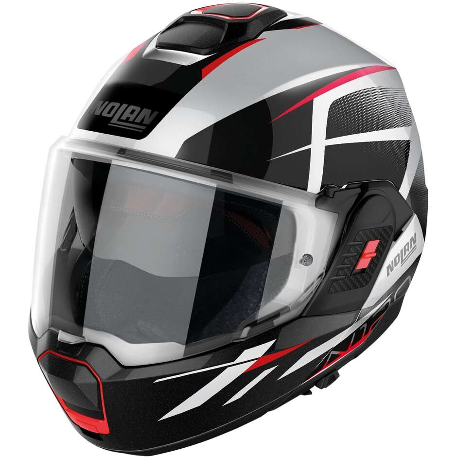 Modular Motorcycle Helmet P/J Nolan N120-1 NIGHTLIFE N-COM 027 Red Black